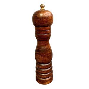 Wooden Pepper Mill Brown Wood Tall 8 inch